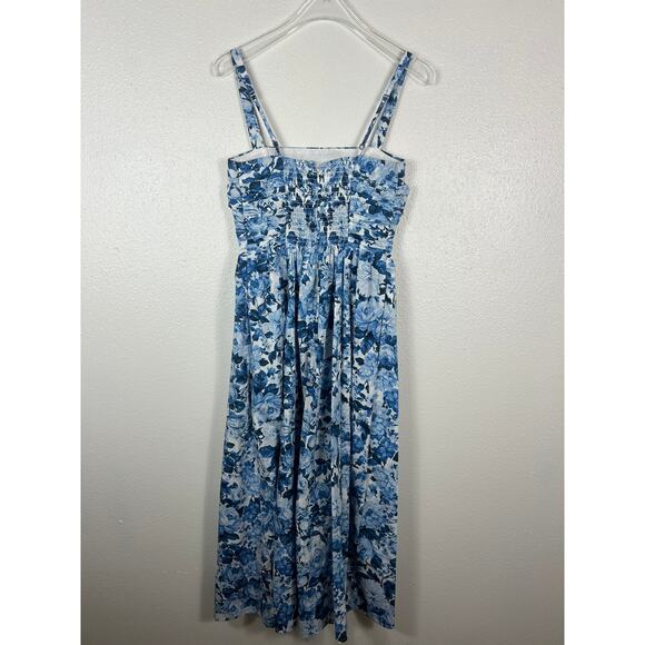 Abercrombie & Fitch Emerson Floral Midi Dress Blue XS Cottage Regencycore - Picture 8 of 8